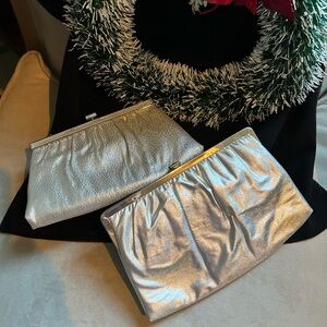 Vintage set of 2 handbags retro silver handbag